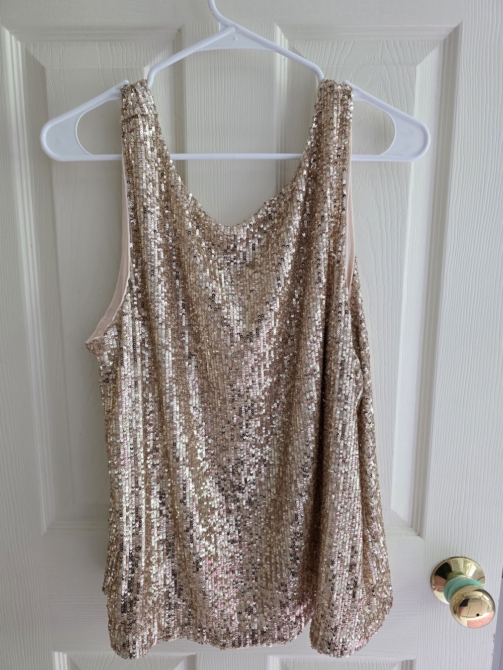 Sequin Scoop Neck Camisole - Gold